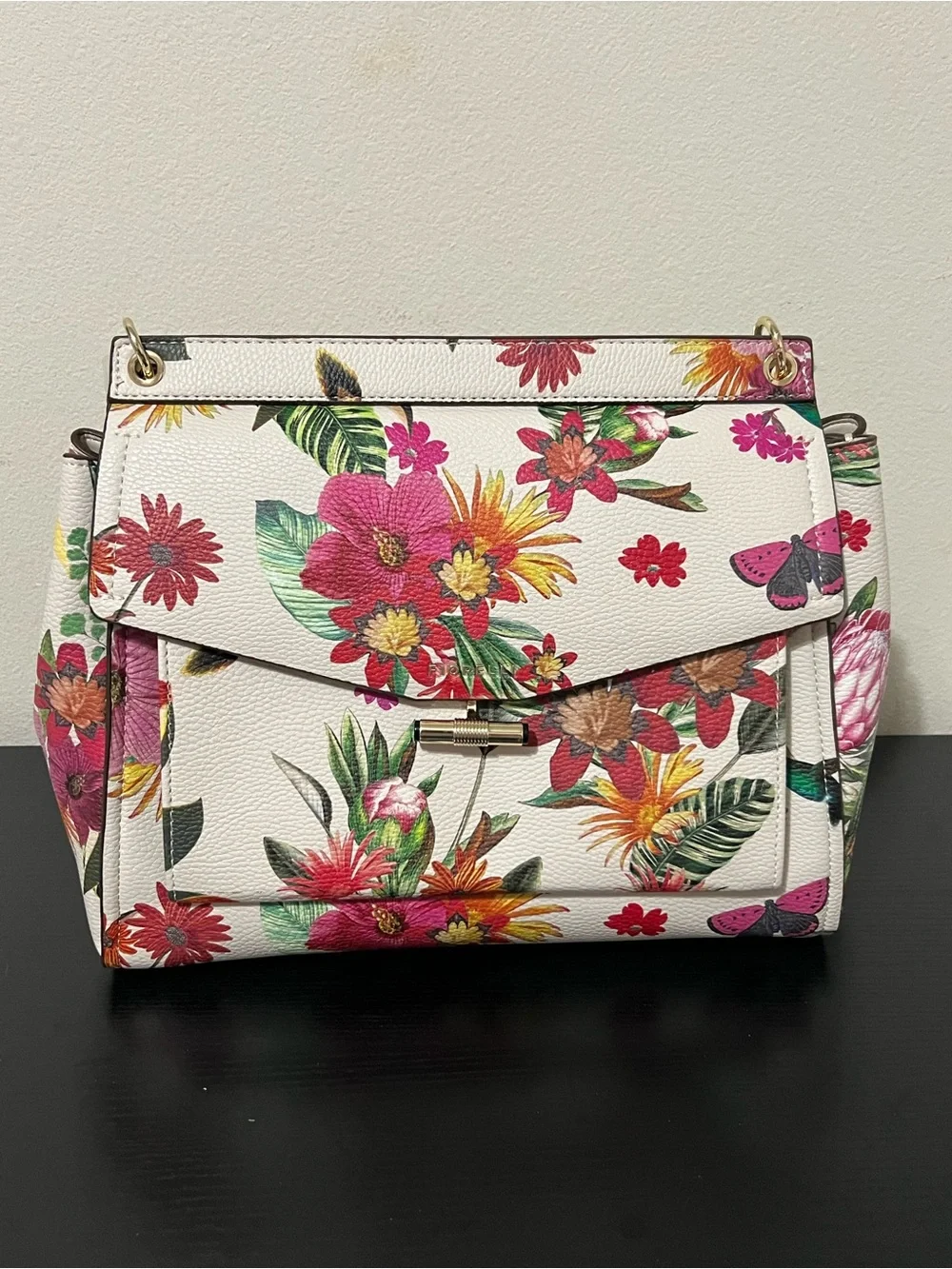 NWT Fiorelli Flynn Large Satchel Savannah Multicolor Floral Handbag Shoulder Bag